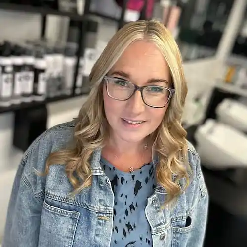 A happy client after a colour