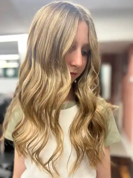 Front shot of blonde highlights