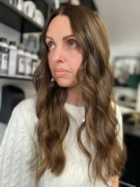 Curly brown hair