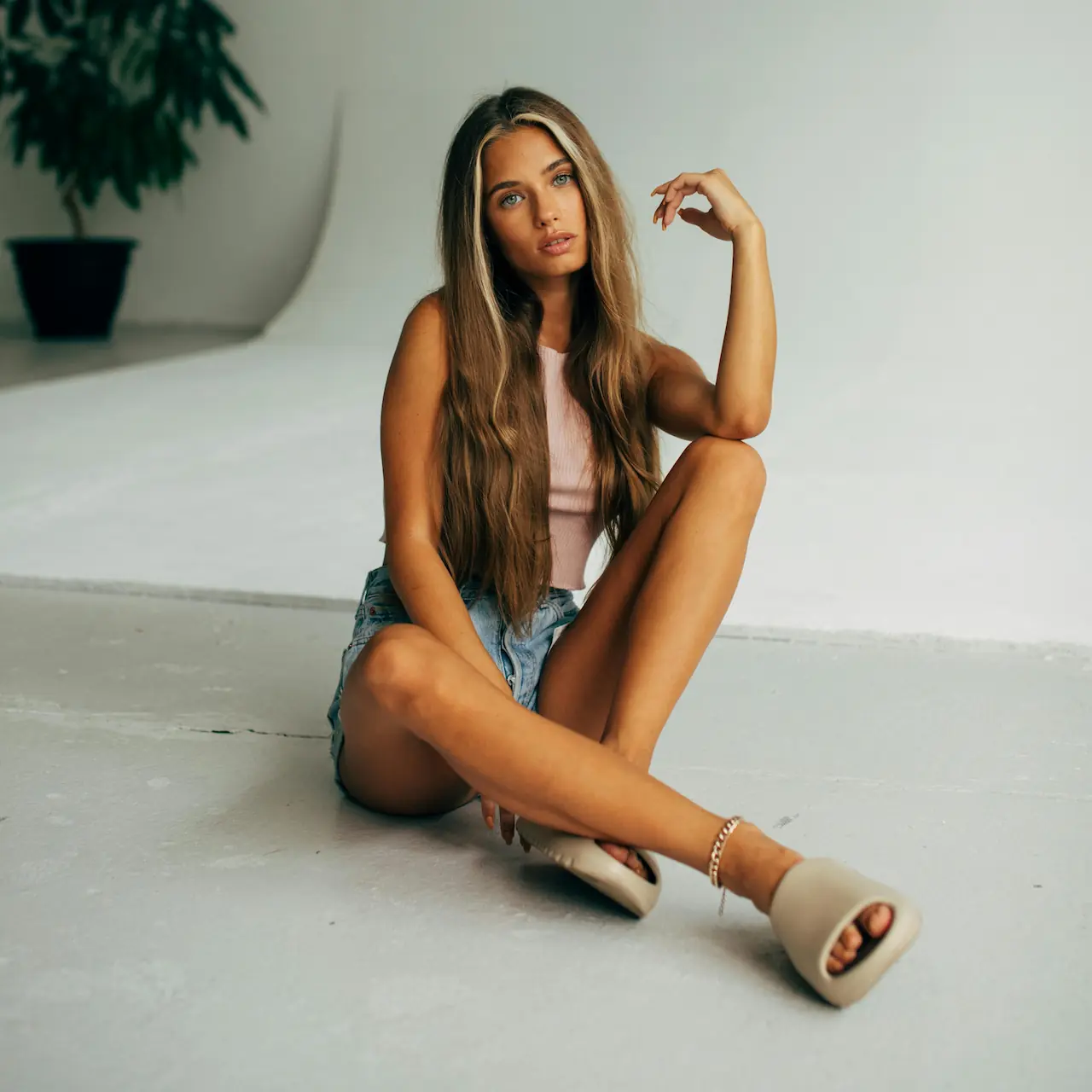 A tanned woman